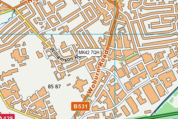 MK42 7QH map - OS VectorMap District (Ordnance Survey)