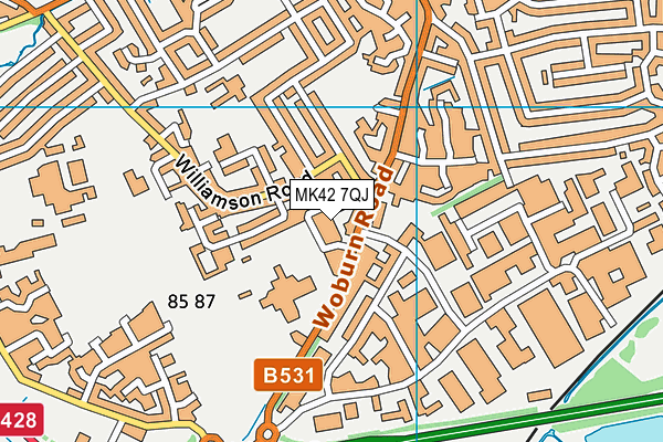 MK42 7QJ map - OS VectorMap District (Ordnance Survey)