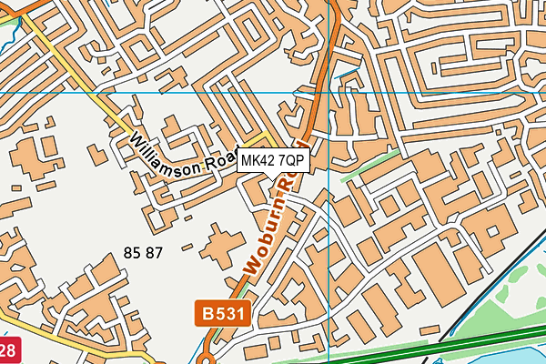 MK42 7QP map - OS VectorMap District (Ordnance Survey)