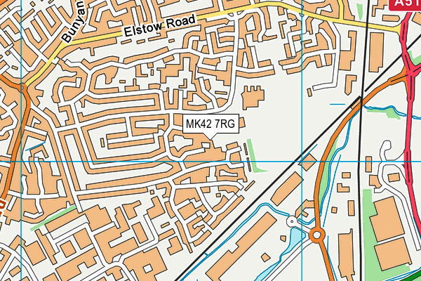 MK42 7RG map - OS VectorMap District (Ordnance Survey)
