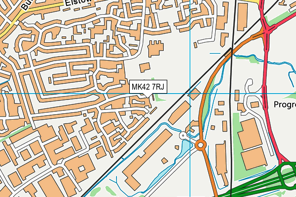 MK42 7RJ map - OS VectorMap District (Ordnance Survey)