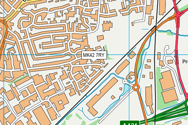 MK42 7RY map - OS VectorMap District (Ordnance Survey)