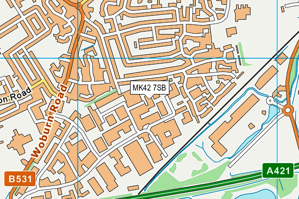 MK42 7SB map - OS VectorMap District (Ordnance Survey)