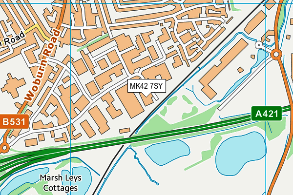 MK42 7SY map - OS VectorMap District (Ordnance Survey)