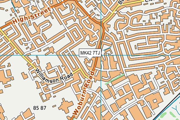 MK42 7TJ map - OS VectorMap District (Ordnance Survey)