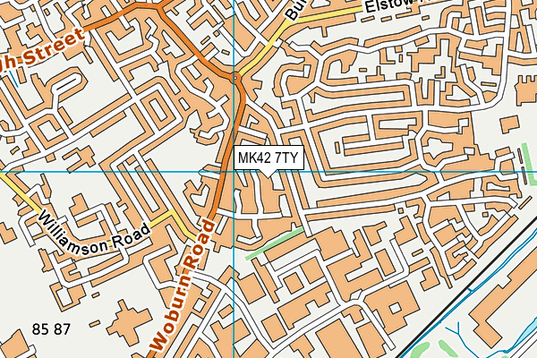 MK42 7TY map - OS VectorMap District (Ordnance Survey)