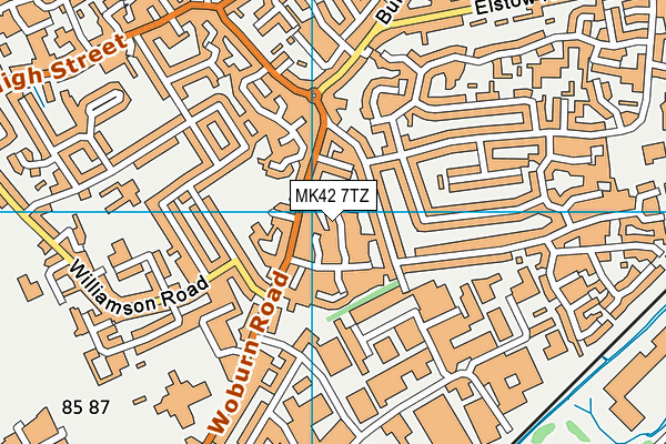 MK42 7TZ map - OS VectorMap District (Ordnance Survey)