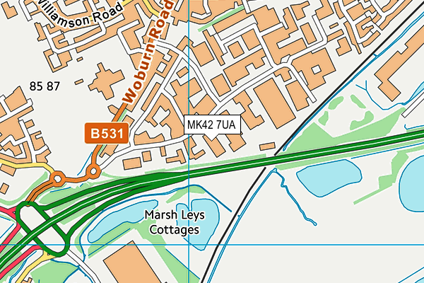 MK42 7UA map - OS VectorMap District (Ordnance Survey)