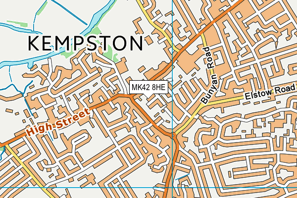 MK42 8HE map - OS VectorMap District (Ordnance Survey)