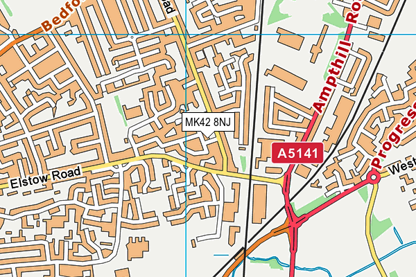 MK42 8NJ map - OS VectorMap District (Ordnance Survey)