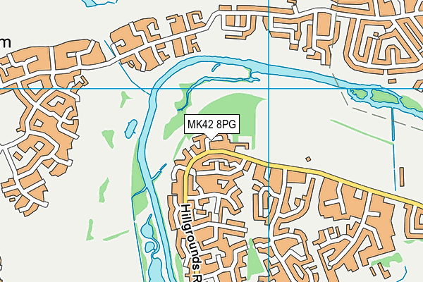 MK42 8PG map - OS VectorMap District (Ordnance Survey)