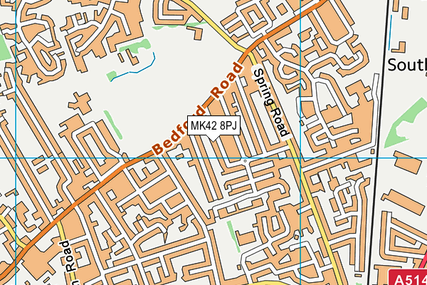 MK42 8PJ map - OS VectorMap District (Ordnance Survey)