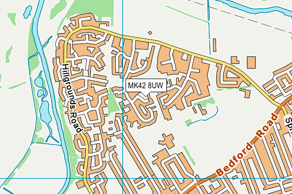 MK42 8UW map - OS VectorMap District (Ordnance Survey)