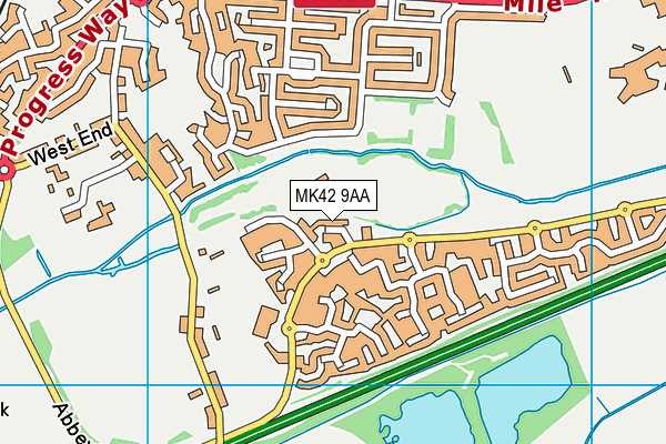 MK42 9AA map - OS VectorMap District (Ordnance Survey)