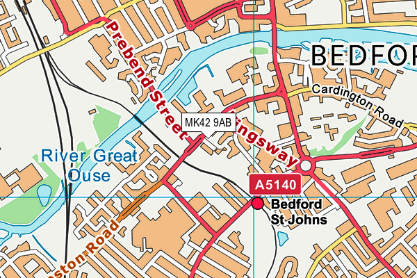 MK42 9AB map - OS VectorMap District (Ordnance Survey)