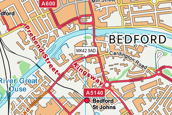 Bedford Free School map (MK42 9AD) - OS VectorMap District (Ordnance Survey)