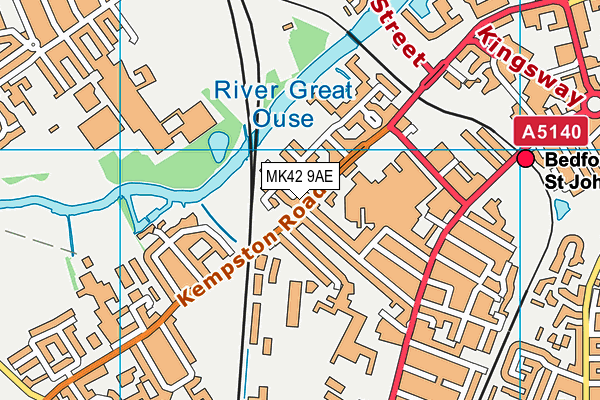 MK42 9AE map - OS VectorMap District (Ordnance Survey)