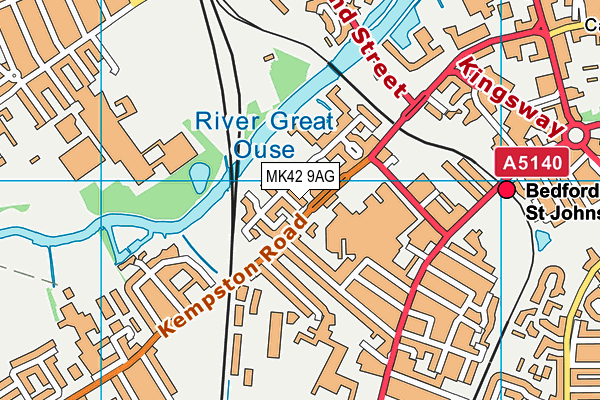 MK42 9AG map - OS VectorMap District (Ordnance Survey)