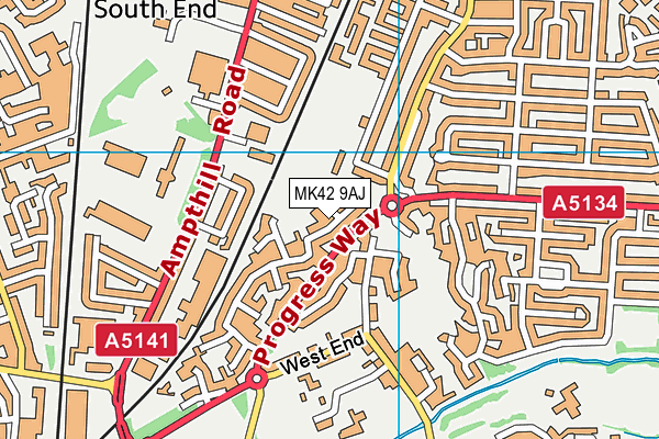 MK42 9AJ map - OS VectorMap District (Ordnance Survey)