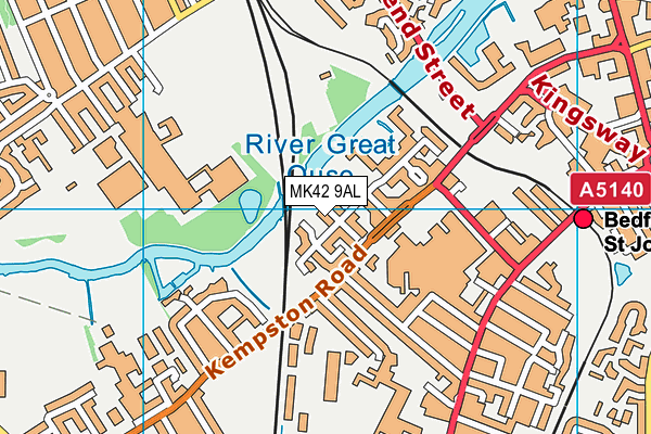 MK42 9AL map - OS VectorMap District (Ordnance Survey)