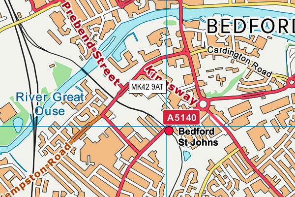 MK42 9AT map - OS VectorMap District (Ordnance Survey)