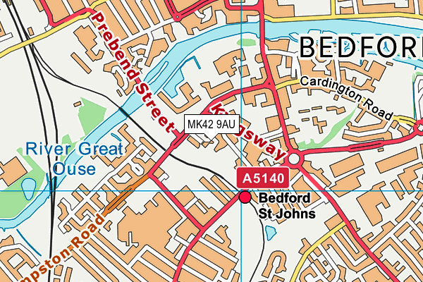 MK42 9AU map - OS VectorMap District (Ordnance Survey)