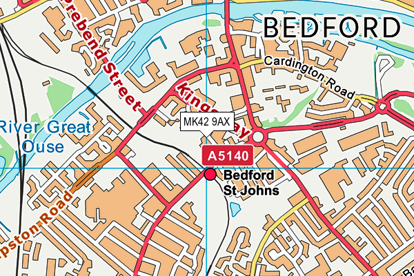 MK42 9AX map - OS VectorMap District (Ordnance Survey)