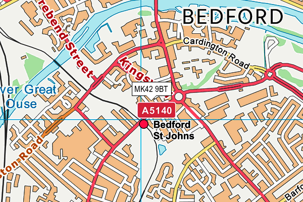 MK42 9BT map - OS VectorMap District (Ordnance Survey)