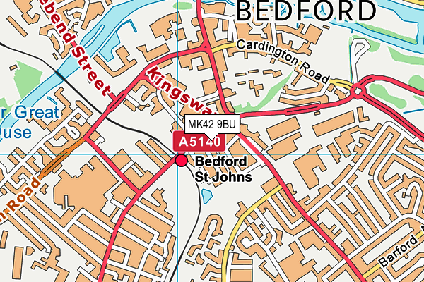 MK42 9BU map - OS VectorMap District (Ordnance Survey)