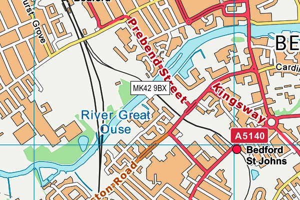 MK42 9BX map - OS VectorMap District (Ordnance Survey)