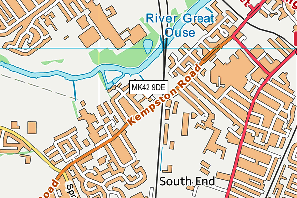 MK42 9DE map - OS VectorMap District (Ordnance Survey)