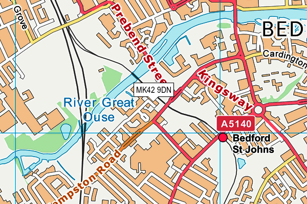 MK42 9DN map - OS VectorMap District (Ordnance Survey)