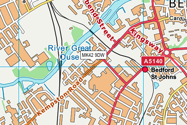 MK42 9DW map - OS VectorMap District (Ordnance Survey)