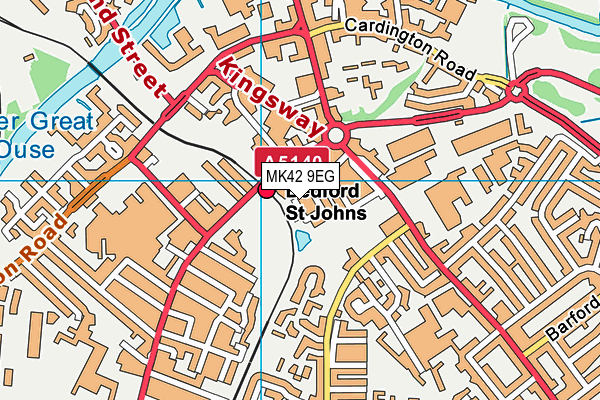 MK42 9EG map - OS VectorMap District (Ordnance Survey)