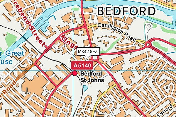 MK42 9EZ map - OS VectorMap District (Ordnance Survey)