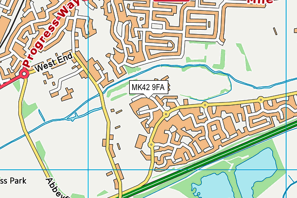 MK42 9FA map - OS VectorMap District (Ordnance Survey)