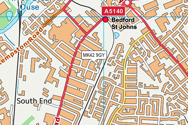 MK42 9GY map - OS VectorMap District (Ordnance Survey)