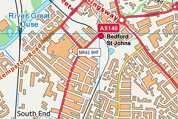 MK42 9HF map - OS VectorMap District (Ordnance Survey)