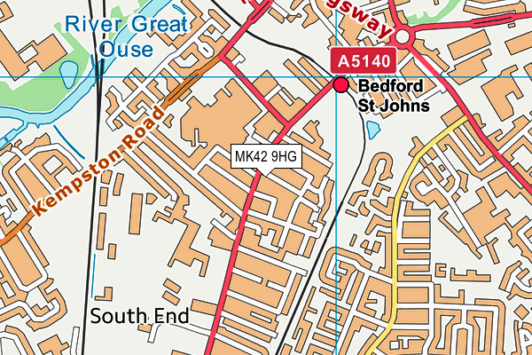 MK42 9HG map - OS VectorMap District (Ordnance Survey)