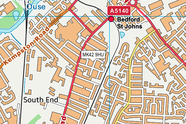 MK42 9HU map - OS VectorMap District (Ordnance Survey)