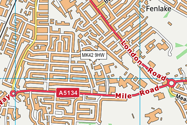 MK42 9HW map - OS VectorMap District (Ordnance Survey)