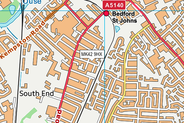 MK42 9HX map - OS VectorMap District (Ordnance Survey)