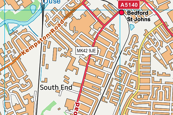 MK42 9JE map - OS VectorMap District (Ordnance Survey)