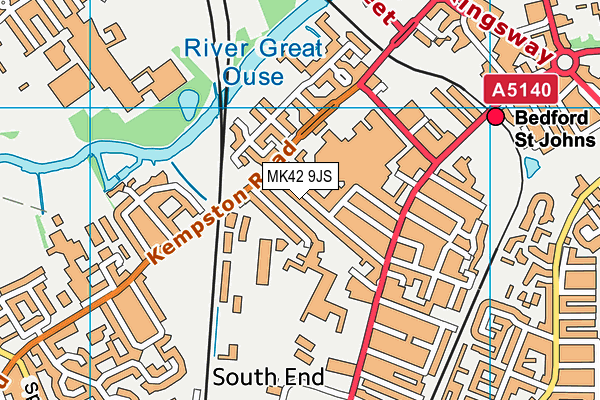 MK42 9JS map - OS VectorMap District (Ordnance Survey)