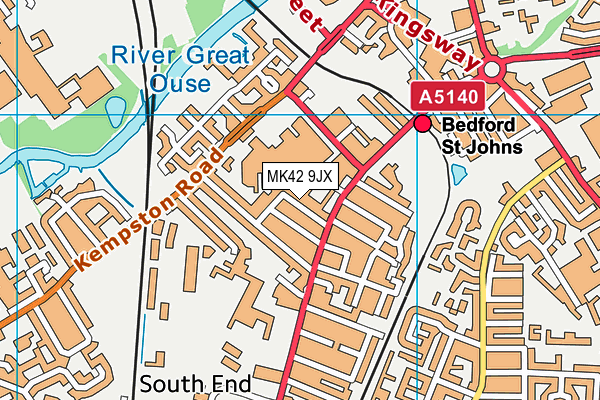 MK42 9JX map - OS VectorMap District (Ordnance Survey)