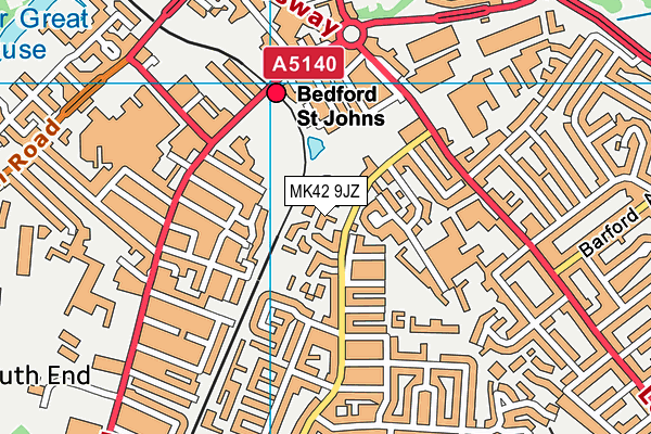 MK42 9JZ map - OS VectorMap District (Ordnance Survey)