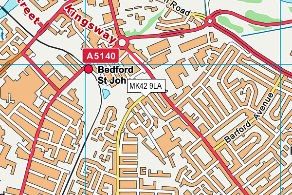 MK42 9LA map - OS VectorMap District (Ordnance Survey)