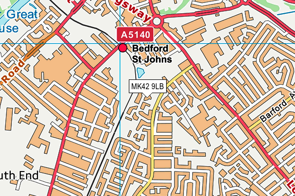 MK42 9LB map - OS VectorMap District (Ordnance Survey)