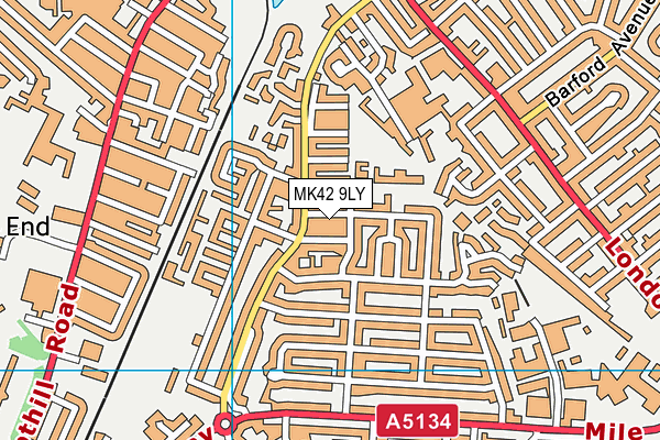 MK42 9LY map - OS VectorMap District (Ordnance Survey)