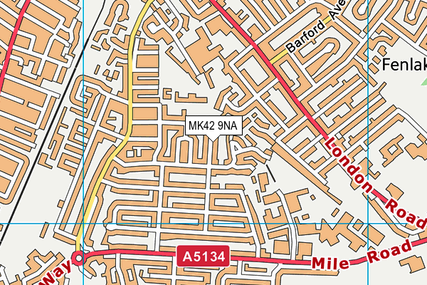 MK42 9NA map - OS VectorMap District (Ordnance Survey)